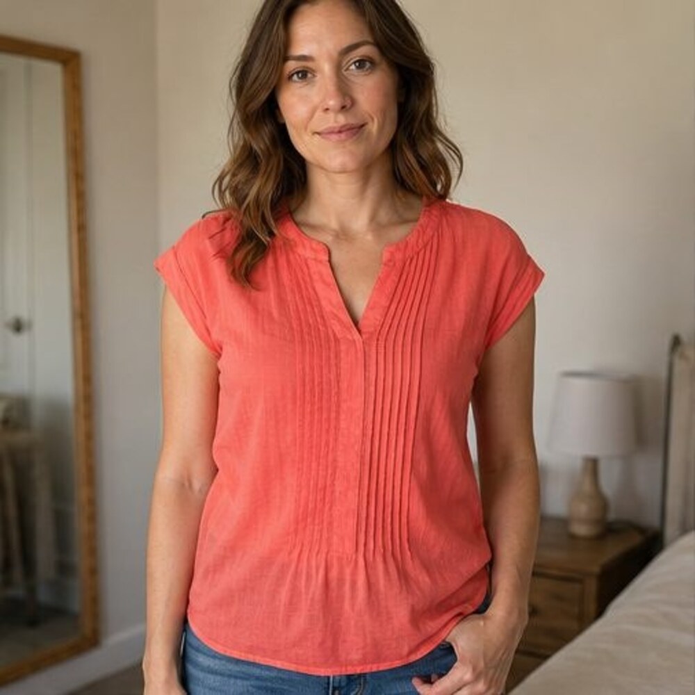 Navy Ruffle Blouse - Picture 2 of 6